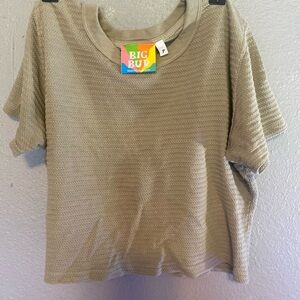 BIG BUD PRESS waffle knit crop tee KHAKI size P aka SMALL
